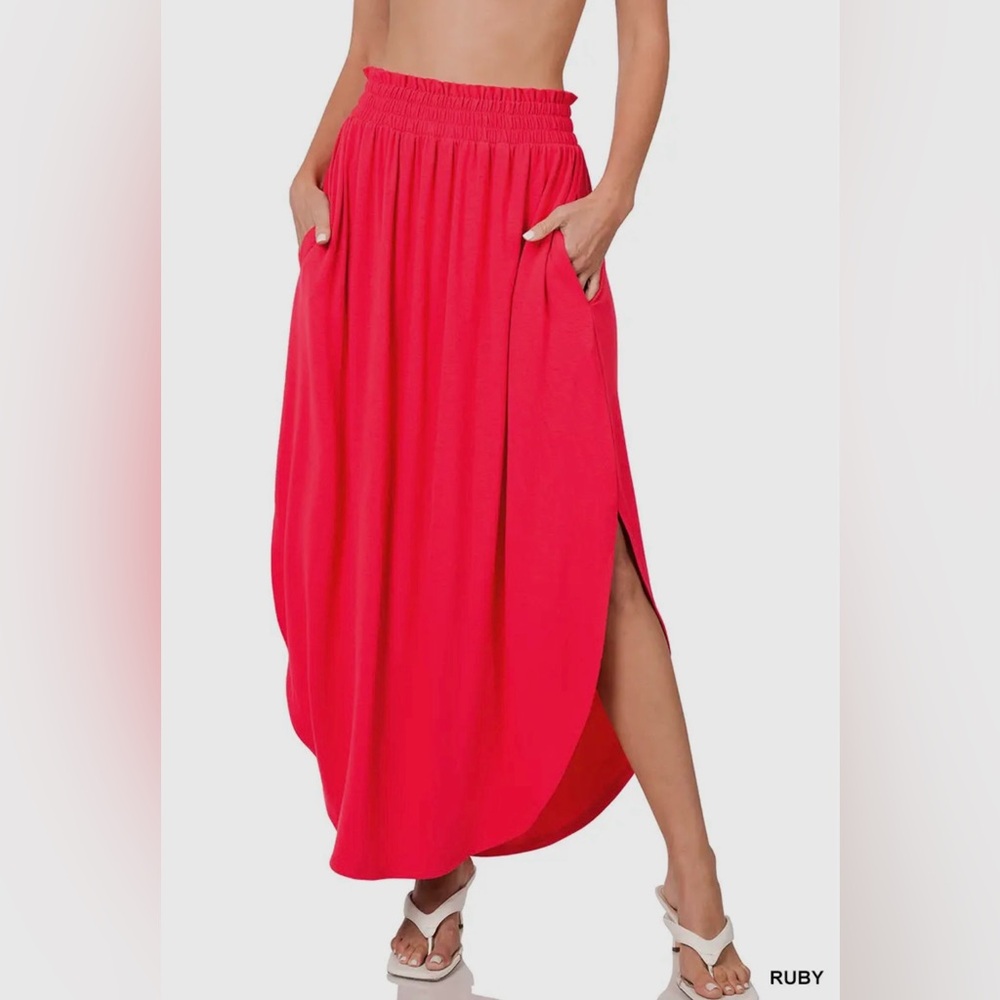 Zenana Smocked Waist Maxi Skirt